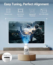 Mini Portable Projector with Wifi 6 and Bluetooth,Base Speaker(M) | 4K Support Projector with 5w Sound Base Speaker,Auto Vertical Keystone 210°Rotatable Proyector