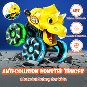 Monster Truck Toys Dinosaur Cars, Press and Go Light Up Cars for Toddlers | LED Wheels Dino Truck Toys for Toddler Boys Girls Gifts, Dinosaur Cars for 2 Year Old Boy Christmas Birthday Gifts