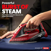 Utopia Home Steam Iron - 1800W Non-Stick Soleplate (Black-Red, Classic) | Nonstick Soleplate With Auto-Off Safety Feature - Adjustable Thermostat Control, Variable Steam Control, Self-Clean