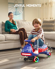 FanttikRide N7 Pro Electric Wiggle Car, Flashing Wheels, for Ages 3+, Blue | Max 4 Mph, Anti-Rollover, Kids Car with Bluetooth, Ride on Car with 150 Lbs, Easy Assembly, Indoor / Outdoor, CyberWiggle