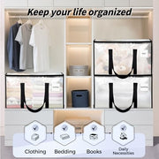 ukeetap 8 Pack Extra Large Clothes Storage Bins with Lids, Clear | Storage Bags with Reinforced Handles & Heavy-Duty Zippers, Moving Bags Boxes Totes for Clothes Packing, Dorms, College