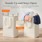 Lifewit Slim Collapsible Laundry Basket with Handles, 50L, Beige | Narrow Laundry Hamper for Dirty Clothes, Tall Thin Laundry Bin, Small Clothes Hamper for Bathroom, Bedroom, RV, Dorm