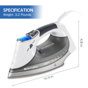 BEAUTURAL 1800 Watts Steam Iron with Digital LCD Screen, 3-Way Auto Shutoff | Double-Layer and Ceramic Coated Soleplate, 9 Preset Temperature, Burst of Steam for Variable Fabric, Anti-Drip and Anti-Calc