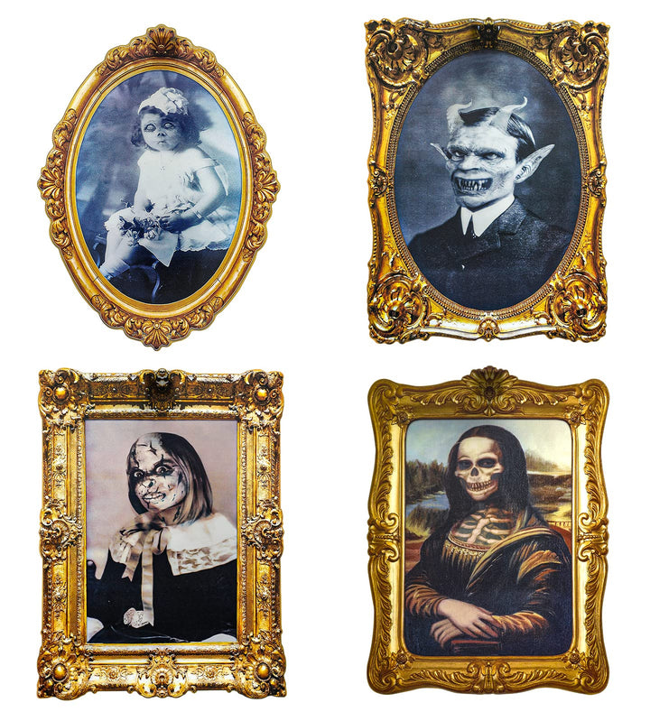ECGER Halloween Decorations Indoor, Haunted Scary Changing Face Pictures | Halloween Decor, Vintage Moving Wall Portraits Frame, For Horror Spooky Party Mansion Castle House Home Decoration