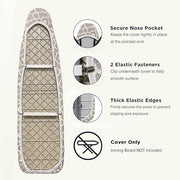 UniSimp Ironing Board Cover and Pad, Standard Size 15x54, Geometric | 6mm Extra Thick Padding, Cotton Cover, 2 Adjustable Elastic Fasteners, Heavy Duty, Scorch and Stain Resistant, Elastic Edge