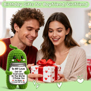 Gifts for Him Her Girlfriend Boyfriend Women Men Handmade Crochet Pickle | Anniversary Birthday Gifts for Women Men to My Love Wedding Romantic Gift for Wife Husband Couples I Love You Gifts