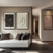 3D Large Framed Brown Abstract Wall Art for Living Room, 3Piece 24x36 In | Solid Wood Frames, Sandstone Textured Artwork for Walls, Black White Geometric Sculptural Pictures Wall Decor Bedroom Office