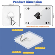Adhesive Wall Hooks No Drill Clear Heavy Duty, 13LB Sticky 12 Pack | Waterproof Transparent Sticky Hooks for Hanging, 13lbs Max Load No Damage,Ideal for Towel,Coat,Bathroom,Kitchen,Home