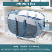Collapsible Laundry Baskets, Tear Proof Pop Up Laundry Hamper with Dual Handles, Durable Foldable Laundry Basket, Easy to Carry Laundry Hamper for Home, Laundry Room, Bedroom, Dorm, Travel Blue