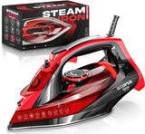 Utopia Home Steam Iron - 1800W Non-Stick Soleplate (Black-Red, Classic) | Nonstick Soleplate With Auto-Off Safety Feature - Adjustable Thermostat Control, Variable Steam Control, Self-Clean