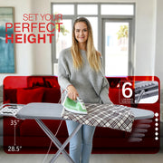 BKTD Full Size Ironing Board, Sturdy Frame, Heat Resistant Cover, Iron Rest | Stable Steel Construction, Wide Ironing Surface, Adjustable Height, Anti-Slip Feet, Foldable Design