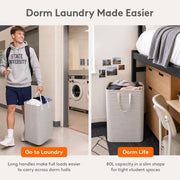 Lifewit 80L Large Laundry Baskets, Laundry Hampers Bags, 2 Pack, Grey | Freestanding, Waterproof, Collapsible Clothes Hamper with Reinforced Handles for Dorm, Laundry Room, Bedroom, Bathroom
