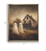 Vodefoad Retro Cute Ghost Decor Halloween Painting Spooky Silhouette Ghosts Haunted House Art Victorian Ghost Posters Pictures for Living Room, Bedroom, Bathroom, halloween Room decor - 8x10 Inch Unframed