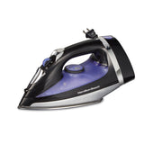 Hamilton Beach Steam Iron for Clothes With Versatile Steam Options | Durable Smooth Press Stainless Steel Soleplate | 1200 Watts, Heat-Up In Under 1 Minute | 8’ Retractable Cord | Black | 14214