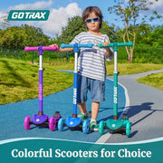 Gotrax KS1 Kids Kick Scooter, 3 Wheels for Boys & Girls 2-8, Gifts | LED Light-Up Wheels, 3 Adjustable Handlebar, Easy Assembly, Lightweight, Wide Anti-Slip Deck, Lean to Steer, Max Load 110 lbs
