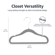 Amazon Basics Kids Velvet Non-Slip Space Saving Clothes Hangers with Shoulder Notches, Sturdy Closet Organizer for Baby/Toddler, 11.6", Gray, 30-Pack