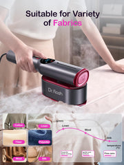 DRFLASH 2 in 1 Handheld Garment Steamer and Iron for Clothes Travel Size | 1200W,15s Fast Heat-up,Large Ceramic Heat Panel,Fabric Wrinkle Remover for Home,110V-120V