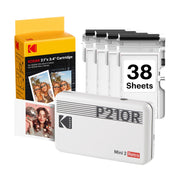 KODAK Mini 2 Retro 2x3 Portable Photo Printer, 4PASS, 38 Sheets, White | Bluetooth, iPhone & Android Smartphone Compatible, Smudge-Proof, Water-Resistant, Fade-Resistant
