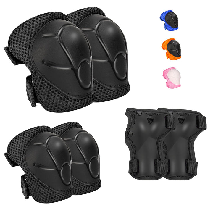 Kids Protective Gear Set - Knee Pads Elbow Pads with Wrist Guards for Ages 3-12 | 3-in-1 Safety Protective Gear for Skating, Cycling, Biking, Roller Skates, Scooters (Black, ‎S(3-7Years))