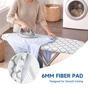 Whitmor Ironing Board Cover and Pad 15 x 54 in, Thick Padding | 6mm Thick Fiber Pad, Scorch Resistant, Elastic Edge, Fits Standard Size Boards, Secure Snug Fit, Medallion Gray