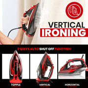 Utopia Home Steam Iron - 1800W Non-Stick Soleplate (Black-Red, Classic) | Nonstick Soleplate With Auto-Off Safety Feature - Adjustable Thermostat Control, Variable Steam Control, Self-Clean
