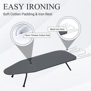 ZOES HOMEWARE Metal Mesh Panel Tabletop Ironing Board | Foldable Iron Board | Heavy Duty Small Iron Board with Heat Resistant Cover and 100% Cotton 8mm Thicken Pad | 31.5"x11.8"x6.2"