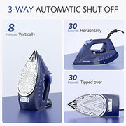 BEAUTURAL Steam Iron for Clothes with Ceramic-Coated Soleplate, 1500 Watts | Burst of Steam, 3-Way Auto-Off, Anti-Drip and Anti-Calcium, Self-Cleaning, Easy Temperature Control, Pefect for Home Use