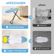 APEXCHASER Foldable 7-Level Heigh Adjustable Ironing Board with Iron Rest | 13 x 43 in, alloy structure, height adjustable, safety lock, foldable easy storage for Laundry Rooms, Bedrooms