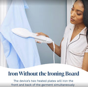 Nori Press Travel Steam Iron - Handheld Iron With 6 Fabric Settings - Green | Optional steam feature, no ironing board required, removes wrinkles, easy to use, user manual included