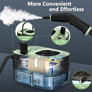 Steam Cleaner, Portable Steamer for Cleaning with 16pcs Accessories, 6-Level Adjustable and 15s Heat-Up, Handheld Steam Cleaner for Home, Tile, Dirt, Grout, Grease, Car Detailing, Dark Green