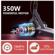 MAXSHOT Electric Scooter,19Mph Max Speed,350W/500W Motor,21-28 Miles Range | 8.5/10/14" Tires,Folding E-Scooter Adults with Dual Suspension,APP Contro