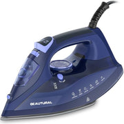 BEAUTURAL Steam Iron for Clothes with Ceramic-Coated Soleplate, 1500 Watts | Burst of Steam, 3-Way Auto-Off, Anti-Drip and Anti-Calcium, Self-Cleaning, Easy Temperature Control, Pefect for Home Use
