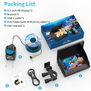 Underwater Fishing Camera TMACTIME 1080P HD, Portable Fish Finder with 4.3" LCD Display & Infrared Night Vision Light, IP68 Waterproof & 5000mAh, Fishing Camera for Ice Lake Boat Kayak Fishing - 15M