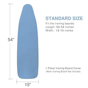 VividPaw Ironing Board Cover and Pad, Standard Size 15x54, Thick Padding | Elastic Edge, Silicone Coated, Scorch Resistant, Adjustable Fastener, Heavy Duty Padded Iron Board Covers (Blue)