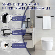 Black Paper Towel Holder, Self Adhesive Paper Towel Holder Under Cabinet | Stainless Steel, kitchen, Bathroom, Sink, Pantry, Fridge, durable, scratch-resistant, cling film, foil rolls, Drilling