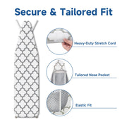 Whitmor Ironing Board Cover and Pad 15 x 54 in, Thick Padding | 6mm Thick Fiber Pad, Scorch Resistant, Elastic Edge, Fits Standard Size Boards, Secure Snug Fit, Medallion Gray