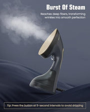 BEAUTURAL Steamer for Clothes, Handheld 2-in-1 Steam & Iron, 1200W, Navy | Powerful Garment Wrinkle Remover with Burst Steam, Ceramic Heating Plate, 30-Second Fast Heat-up, Auto-Off (Only for 120V)