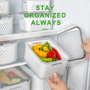 5 PCS Large Fruit storage Containers for Fridge ,Food Storage Containers | with Removable Colander Leakproof Dishwasher & Microwave safe Produce Containers Keep Fruits Vegetables Berry Fresh longer