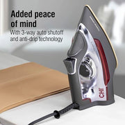CHI Steam Professional Iron for Clothes with Vertical Steam Burst | Titanium Ceramic Soleplate, 300+ Steam Holes, 1700 Watts, 3-Way Auto Shutoff, XL 10' Cord