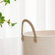 VIPOSCO 58L Tall Woven Laundry Basket Hamper, White Brown | Cotton rope laundry hamper, collapsible wicker basket, storage for blanket, toys, dirty clothes, for bedroom, bathroom