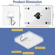 Adhesive Wall Hooks No Drill Clear Heavy Duty, 13LB Sticky 12 Pack | Waterproof Transparent Sticky Hooks for Hanging, 13lbs Max Load No Damage,Ideal for Towel,Coat,Bathroom,Kitchen,Home