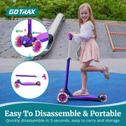 Gotrax KS1 Kids Kick Scooter, 3 Wheels for Boys & Girls 2-8, Gifts | LED Light-Up Wheels, 3 Adjustable Handlebar, Easy Assembly, Lightweight, Wide Anti-Slip Deck, Lean to Steer, Max Load 110 lbs
