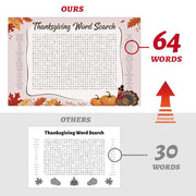 WBCPATY Giant Thanksgiving Word Search Poster, 53" X 36" Jumbo Holiday Word Find Wall Poster, Wall Game with 64 Words for Family Holiday Party Activity