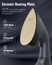 BEAUTURAL Steamer for Clothes, Handheld 2-in-1 Steam & Iron, 1200W, Navy | Powerful Garment Wrinkle Remover with Burst Steam, Ceramic Heating Plate, 30-Second Fast Heat-up, Auto-Off (Only for 120V)