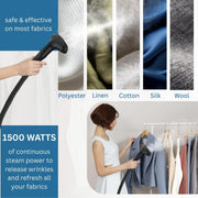 SALAV GS18-DJ Professional Standing Clothes Steamer w/Roll Wheels for Easy Movement, 1.8L Water Tank for 1 Hour Continuous Steaming, Adjustable Pole for Storage, Includes Descaler Packet, 1500 watts