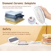 Newbealer Travel Iron Set, 100-240V Mini Dry Iron for Clothes (No Steam) | Max 300W, Heats in 60s, 302℉ Ceramic Soleplate, Handy Heat Press, 0.5lbs Lightweight for Quick Touch-ups Worldwide