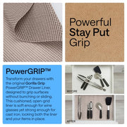 GORILLA GRIP powerGRIP Drawer Shelf and Cabinet Liner, 12"x10', Beige | Thick Strong Hold, Non-Adhesive, Protect Kitchen Cabinets and Cupboard, Bathroom Drawers, Easy Install Mat
