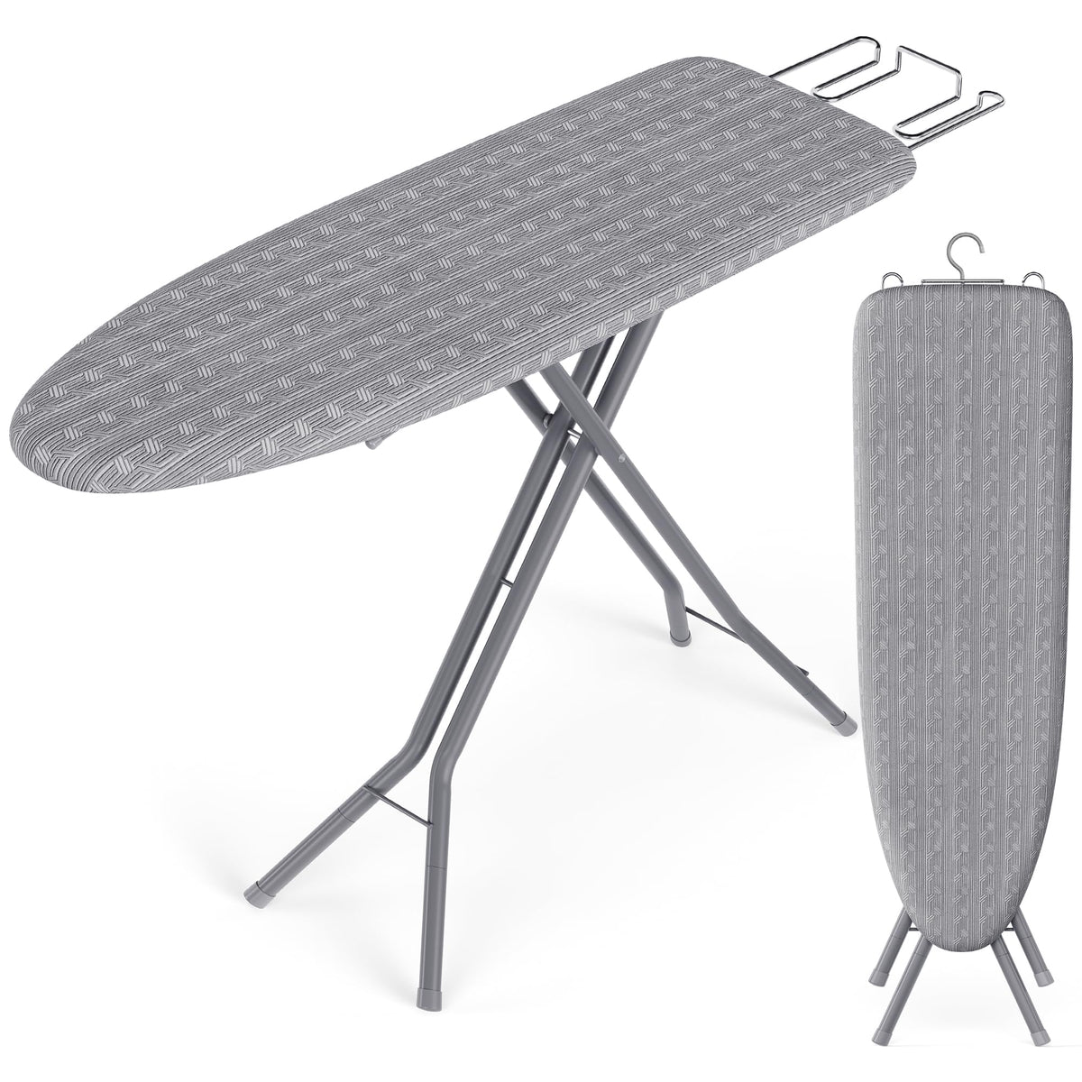 SONGMICS Ironing Board, Foldable, with Iron Rest, 43 x 13 Inches | Height Adjustable up to 34.6 Inches, with Cover and Pad, Iron Rest, Hook, Heavy-Duty Steel Legs, BORIX Collection ULLB001G01