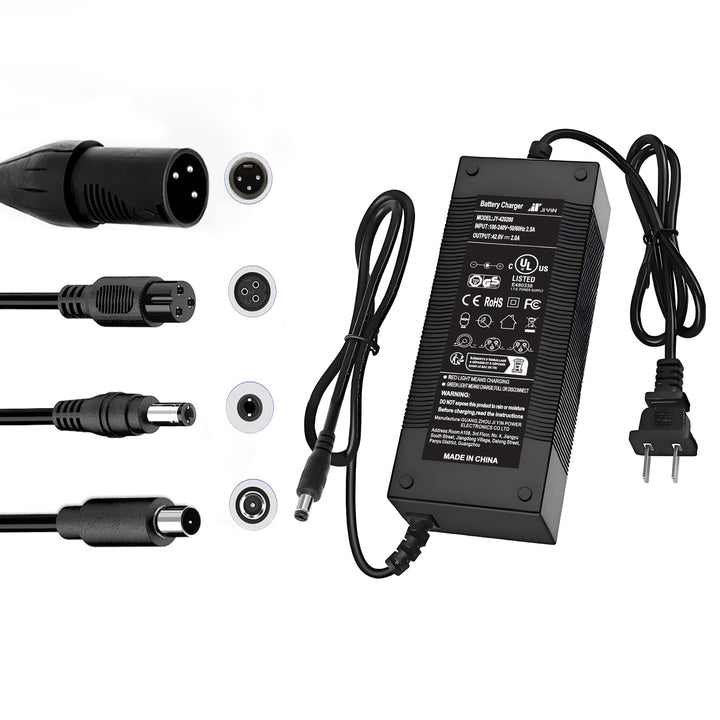 Brokeir UL Listed 42V 2A Replacement Electric Scooter Charger for 36V with 4 Plugs, Compatible with Scooter Power Adapter