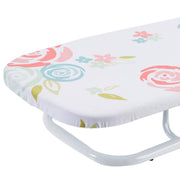 Amazon Basics Foldable Space Saving Ironing Board Tabletop with Non-Slip Feet, 77x29 cm, White, Floral